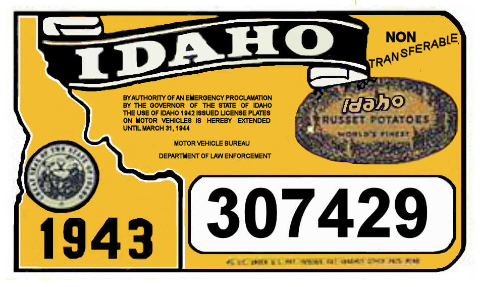 (image for) 1943 Idaho Registration Sticker